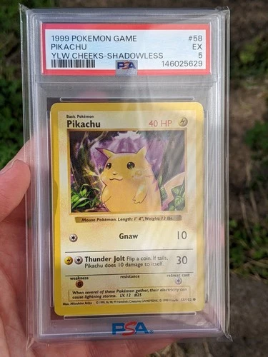 1999 Pokemon Game Pikachu Yellow Cheeks Shadowless PSA 5 EX