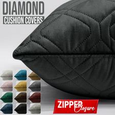 Set Of 2 Double Side Velvet Cushion Cover 18"x 18" Extra Filled Diamond Cushions