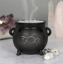 🌙 Triple Moon Cauldron Incense Cone Burner + 24 FREE Incense Cones Witchy Decor