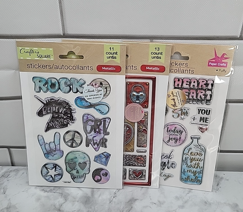 Crafter's Square Puffy Metal Stickers Autocollant Lot Of 3 - Picture 2 of 5