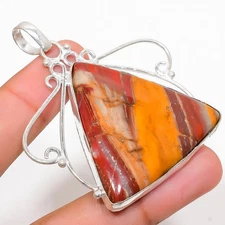Red Snakeskin Gemstone Handmade 925 Sterling Silver Jewelry Pendant 2.40"