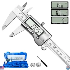 6" Stainless Steel Digital Caliper, Large LCD, Inch/Metric/Fraction Measurements