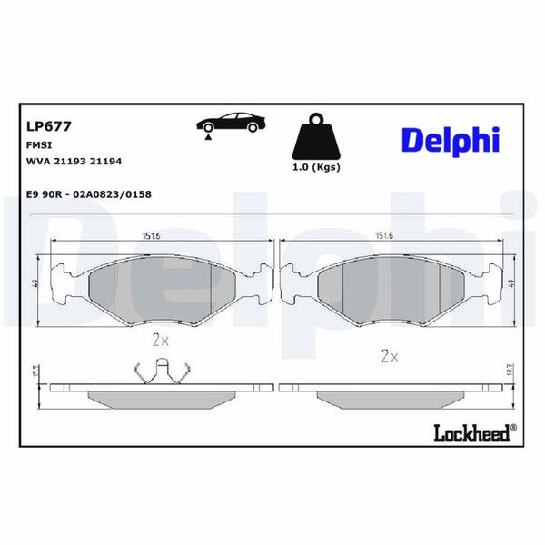 Bremsbelagsatz Scheibenbremse Delphi LP677 FüR Fiorino Fiat Duna Pick Up Weekend-image