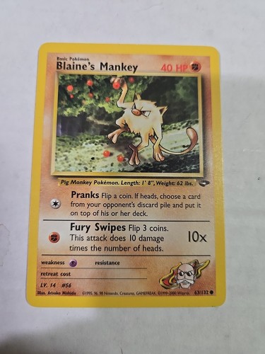 Blaine's Mankey 63/132 Gym Challenge-Unlimited Edition Regular - Picture 1 of 2