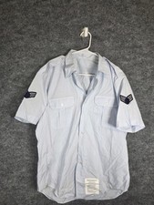 US Air Force Uniform Shirt Mens 16.5 Light Blue Short Sleeve Epaulets SH1550