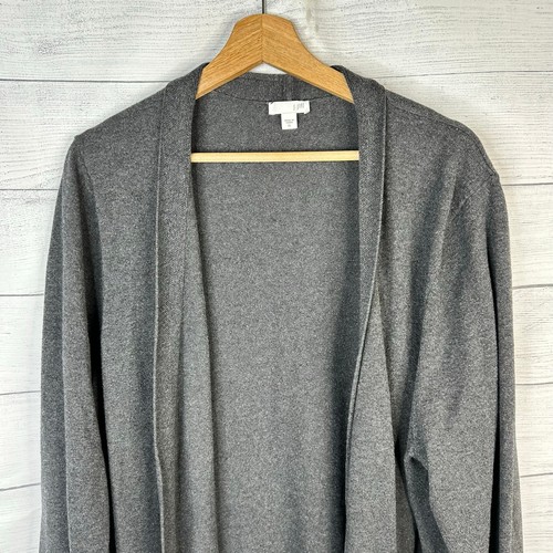 Cárdigan J Jill Mujer Talla XL Frente Abierto Línea Larga Lana Mezcla Seda Gris - Imagen 3 de 9