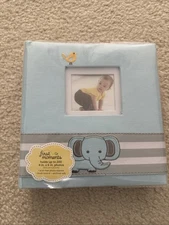 New First Moments Little Prince Photo Album holds 200 pics, Blue Elephant - Boy