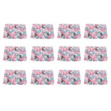 12pcs Artificial Flower Wall Rose Floral Panel Backdrop Decor for Party Wedding