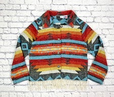 VTG Rhonda Stark Southwest Blanket Jacket Size L? Aztec Made In USA