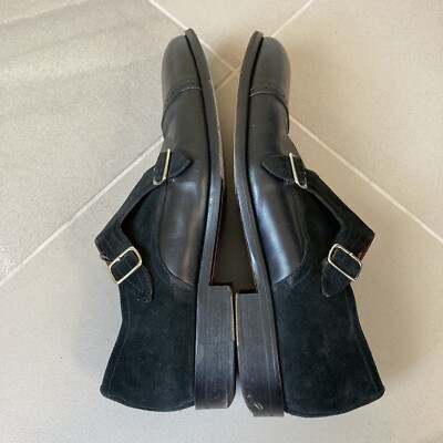 Paul Fredrick Italian Black Leather Double Monk Strap Dress  display picture 2