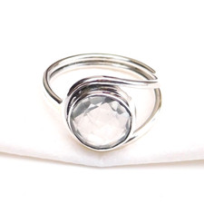 Natural Crystal quartz Ring 925 Sterling Silver Clear quartz Briolette Rin-CR024