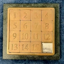 Vintage Solid Brass 15 Slide Puzzle Game Handmade in England