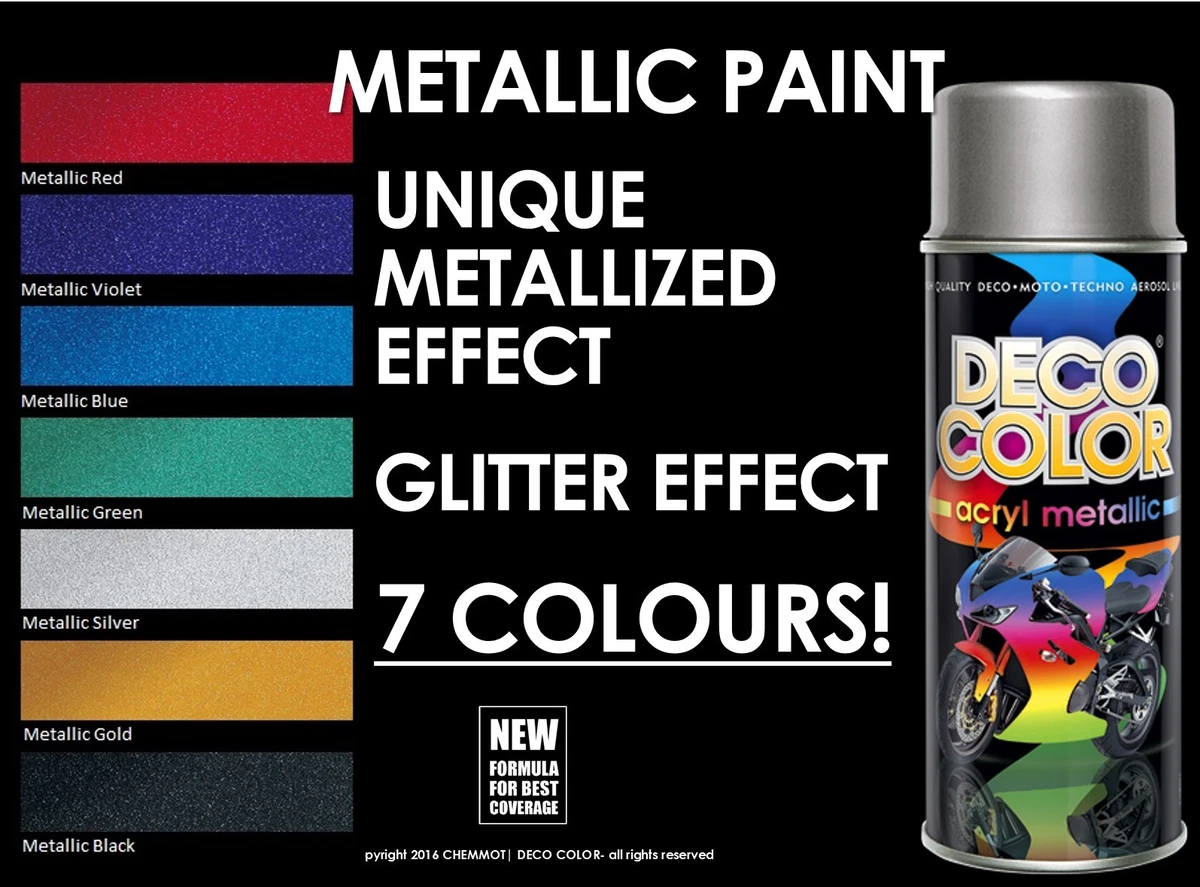 DECO COLOR METALLIC GLITTER METALIZED SPRAY PAINT 400ML MOTORCYCLE SCOOTER  BIKE