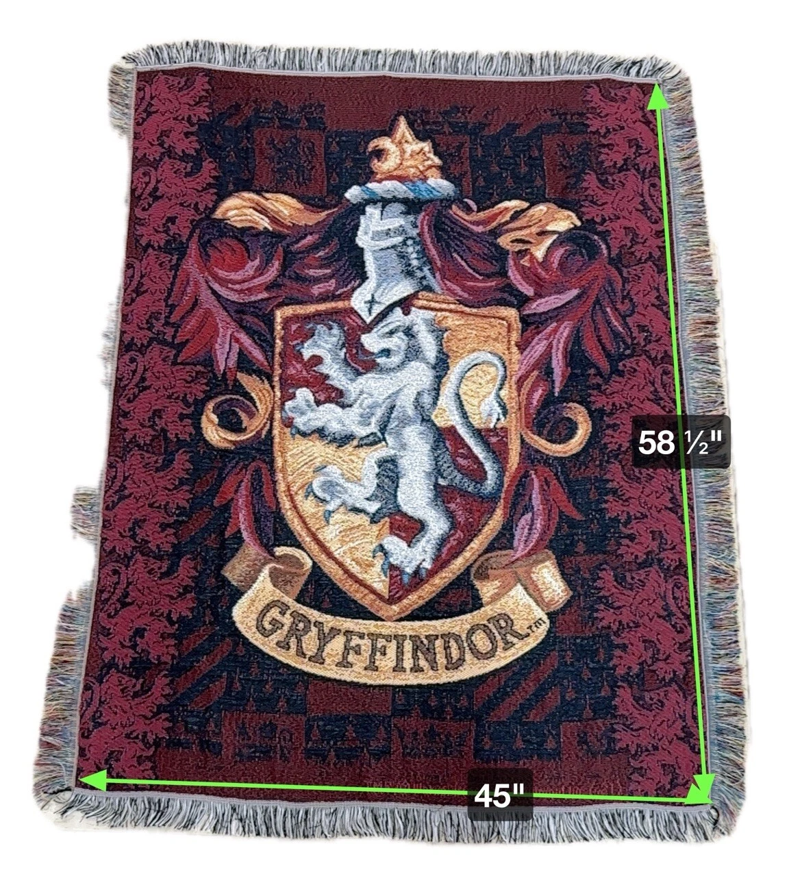 Harry Potter Gryffindor Crest Wall Hanging Tapestry Woven Throw Blanket Fringe
