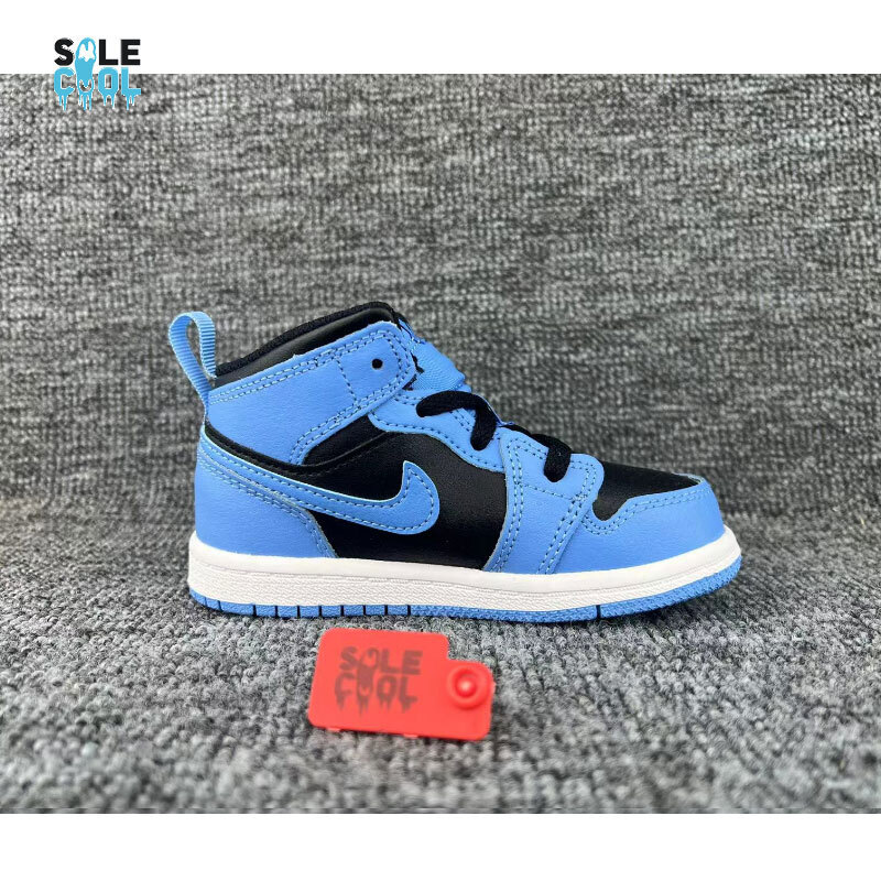 Nike Air Jordan 1 AJ1 Mid University Blue Black White TD Nike Air Jordan 1 AJ1 Mid University Blue Black White TD