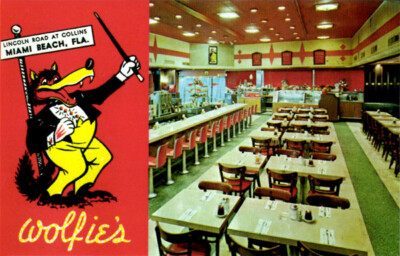 Reproduction Postcard Vintage Restaurant Wolfie's Miami Beach Florida BRAND NEW