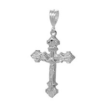 Sterling Silver .925 Crucifix Cross Pendant Charm Necklace Handmade 