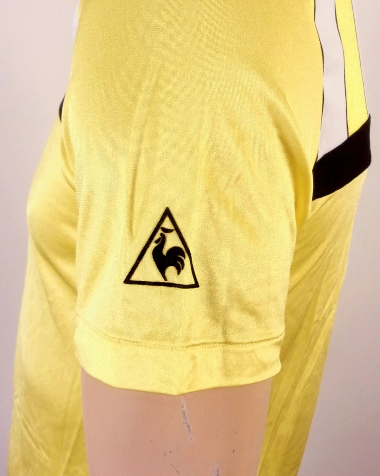 vintage 80s Le Coq Sportif RARE Acetate Soccer Jersey single stitch T-Shirt SZ M - Image 2 of 4