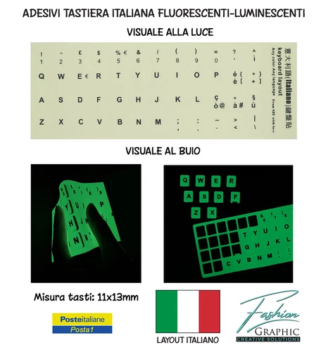 Adesivi Per Tastiera Italiana Fluorescente Luminescenti Da Notebook Pc Desktop