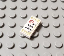 New LEGO White 1x2 Tile Disney Princess Once Upon a Time Story Book