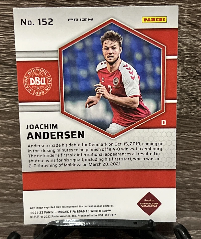 2021-22 Panini Mosaic Road to FIFA World Cup SILVER PRIZM JOACHIM ANDERSEN RC  - Image 2 of 2