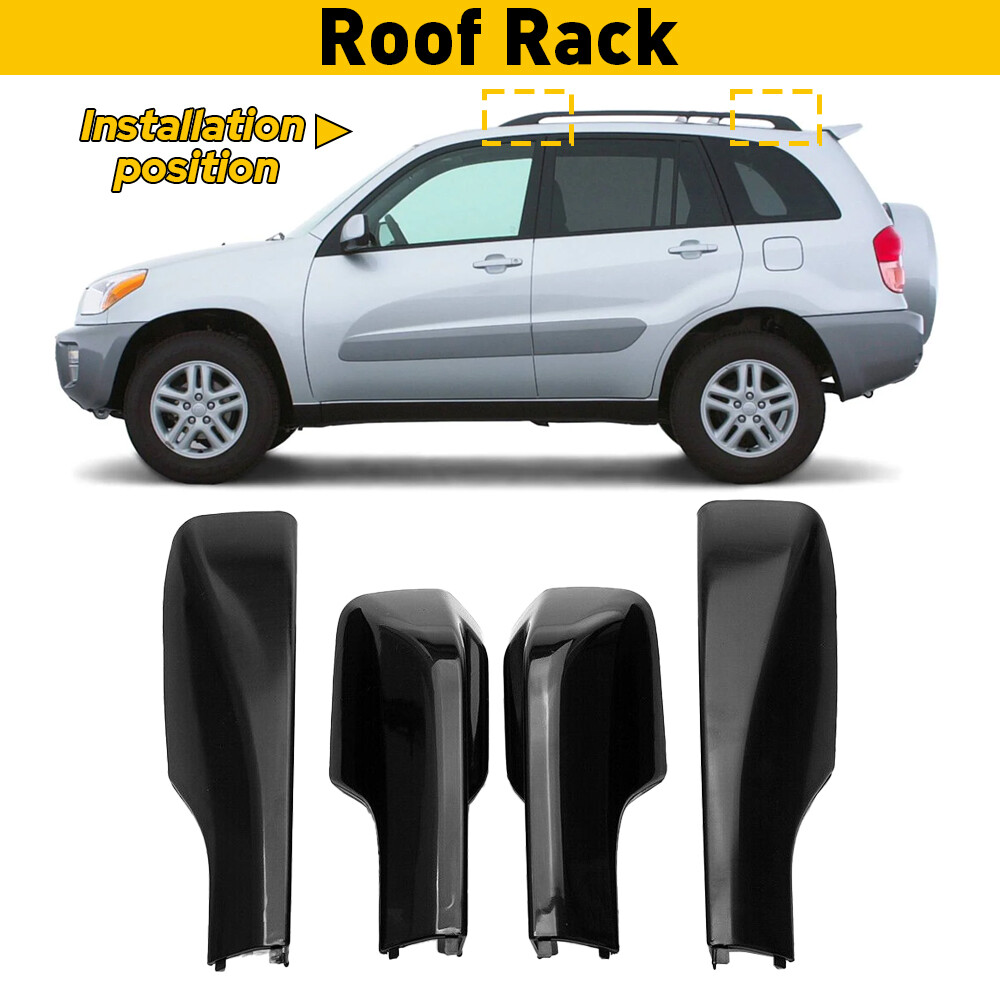 2001-2005年式トヨタRAV4 XA20用ブラックカールーフラックカバーサ for Toyota RAV4 2001-2005 5-Door Black Top Roof Rack End Cover