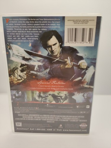 ABRAHAM LINCOLN VAMPIRE HUNTER DVD R1 action drama ! VGC - Fast Post15 - Picture 3 of 3