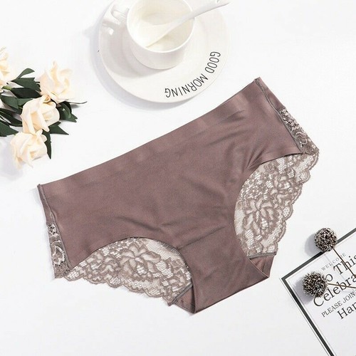 Women Seamless Underwear Sexy Lace Lingeries Knickers Ice Silk Panties Briefs - Picture 14 of 23