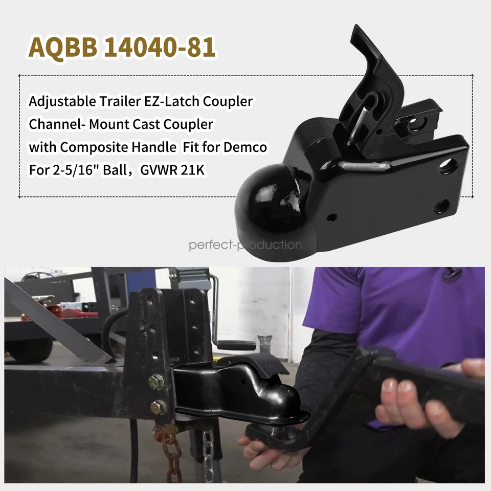 Se adapta a acoplador de montaje en canal Demco 2-5/16" bola atornillada con mango de pestillo EZ 21K PBV Foto 2 de 4