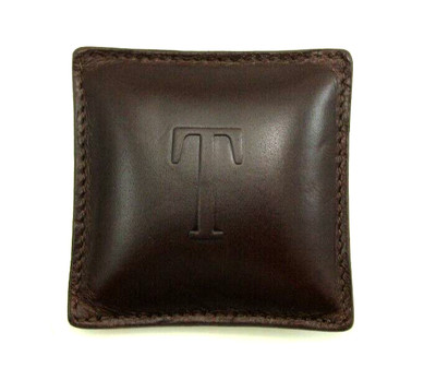 Paperweight Leather 3'' Square 12 Ounce MONOGRAMMED with Letter ''T''