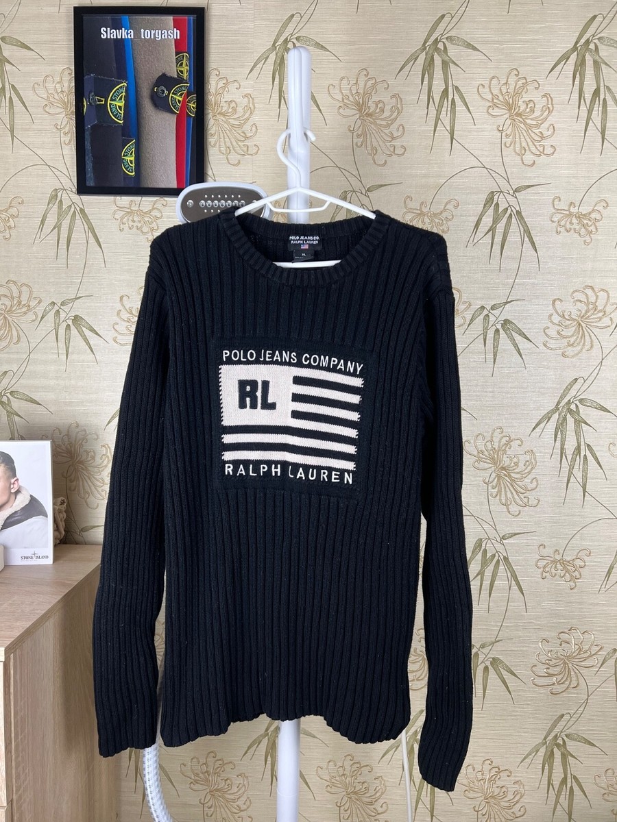POLO RALPH LAUREN - POLO JEANS CO ニット　アウター Polo Jeans Co Ralph Lauren Vintage Mens Knit Sweater Black