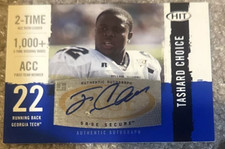 Tashard Choice Georgia Tech Football Sage Rookie autograph card Auto Cowboys NFL. rookie card picture