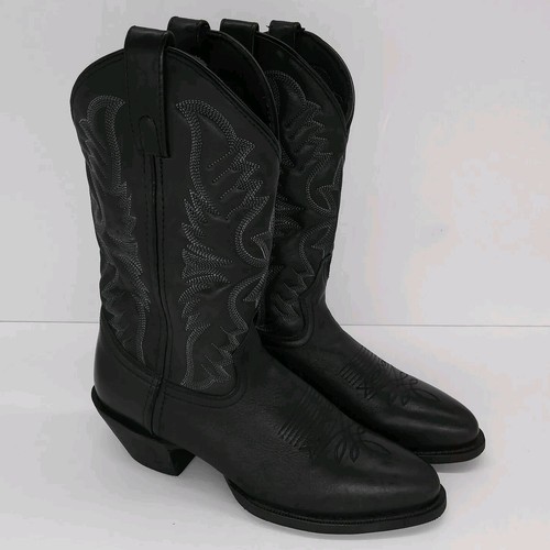 Laredo Birchwood Cuir Noir Mi Bout Rond Ouest Botte Cowboy (US Hommes