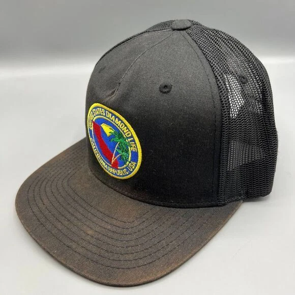 Diamond Supply Co Trucker Sombrero Hombre Negro Verde Gorra A Presión Trasera Foto 2 de 4