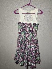 LC Lauren Conrad Size 2 Multicolor High Tea Floral Rose Fit & Flare Dress