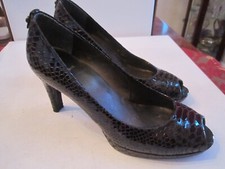 STUART WEITZMAN FAUX SNAKESKIN PUMPS - SIZE 8 M - 3" HEEL - OPEN TOES