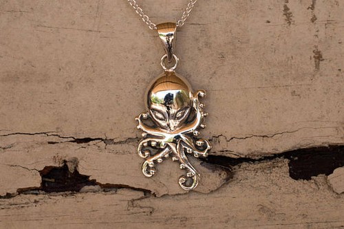 Octopus Necklace Fine Sterling Silver 