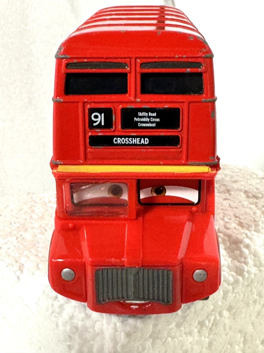 Disney Pixar Cars London Double Decker Red Bus 91 Crosshead