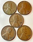RARE LOT OF 5 1952-S LINCOLN WHEAT CENTS SAN FRANCISCO HIGH GRADE EF/AU