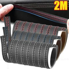 2M PU Leather Car Dashboard Decor Line Strip Sticker Moulding Trim Accessories