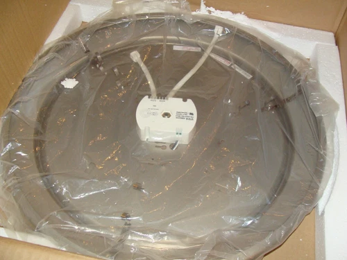 ONE (1) LITE SOURCE LS-5412 SS/WHITE SATIN STEEL 21" FLUSH CEILING MOUNT LAMP - Picture 2 of 9