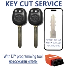 KEY CUT SERVICE + 2 TOYOTA UNCUT TRANSPONDER 4D DOT CHIP Keys + DIY TOOL
