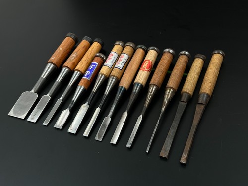 Vintage Japanese Chisel 12set Nomi /Hand Plane Saw Iron Hammer Hand Tool/d66 - Picture 3 of 21
