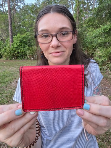 RED SEA Credit Card case SNAKE Skin Handmade MILLENNIAL Credit Card case NEW - Picture 3 of 15