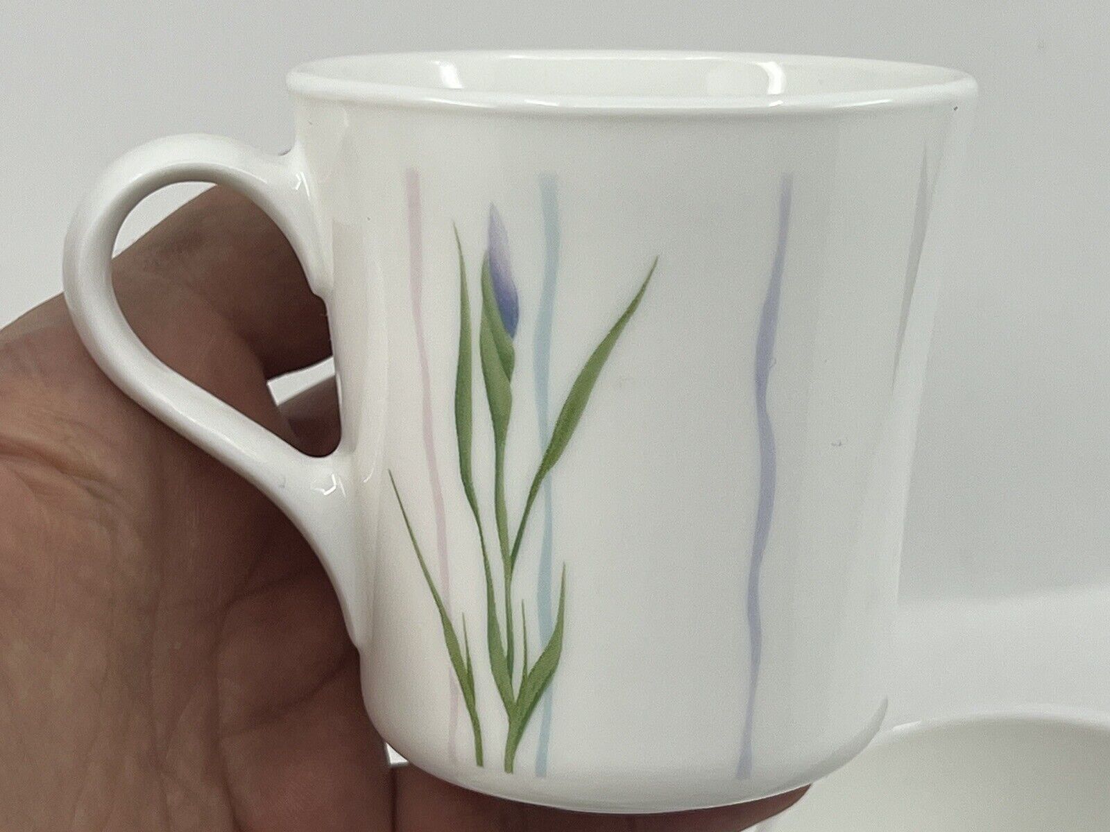 Corning Ware Corelle SHADOW IRIS Floral Coffee Mug Tea Cups Set Of 4 Vintage