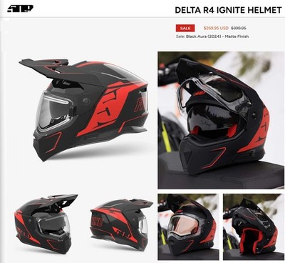 509 Delta R4 Ignite Modular Snowmobile Helme, Black Aura Matte- MD
