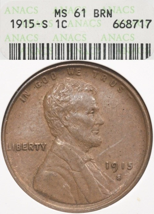 Uncirculated 1915 Year Lincoln Wheat US Small Cents (1909-1958