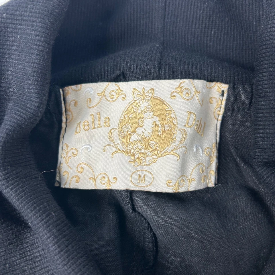 Pantalones de salón Bella Dahl negros de pierna ancha M plegables sobre la cintura relajados de lujo costeros Foto 3 de 4