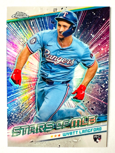 2024 Topps Chrome Wyatt Langford Stars of MLB RC Refractor Rangers Rookie!
