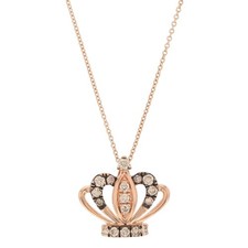 Le Vian .35ctw Diamond Pavé Crown Shaped Pendant on 21" Necklace 14k Rose Gold